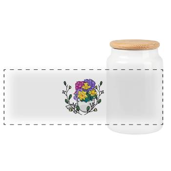 Spring Nature Wilderness Easter Egg Happy Easter Flower - Panoramic Cookie Jar with Wooden Lid - white - Front