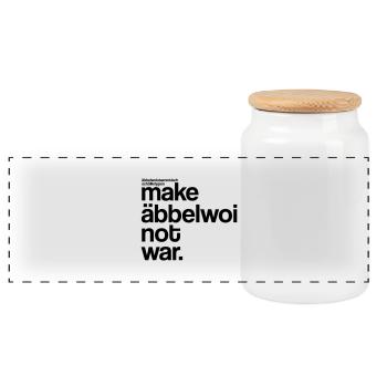 make äbbelwoi not war - Panorama Keksdose mit Holzdeckel - Weiß - Vorne