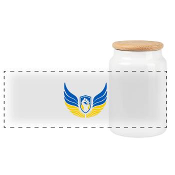 Ukraine Logo - Panorama Keksdose mit Holzdeckel - Weiß - Vorne