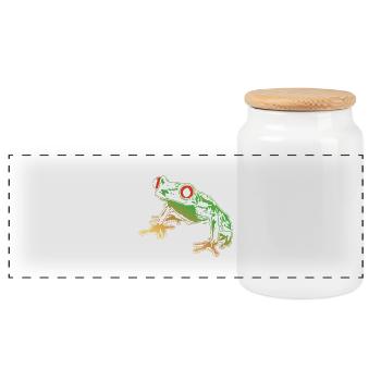 Tree Frog Graphic Aquatic Amphibian Frog Lovers - Panoramic Cookie Jar with Wooden Lid - white - Front