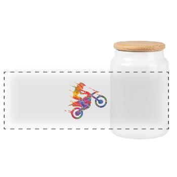 Motocross Colorful Paint Graphic Hommes Femmes & Enfants - Boîte à biscuits avec couvercle en bois - blanc - Devant