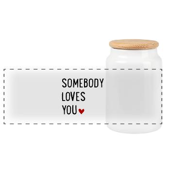 Someone loves you - Panoramic Cookie Jar with Wooden Lid - white - Front