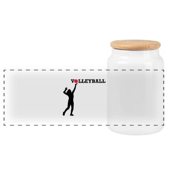 Volleyball - Panorama Keksdose mit Holzdeckel - Weiß - Vorne