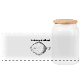 Hooked on Fishing - Panoramic Cookie Jar with Wooden Lid - white - Front