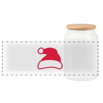 Père Noël - Boîte à biscuits avec couvercle en bois - blanc - Devant