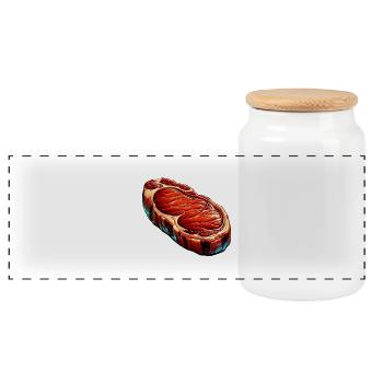 Fleisch | Grillen - Panorama Keksdose mit Holzdeckel - Weiß - Vorne
