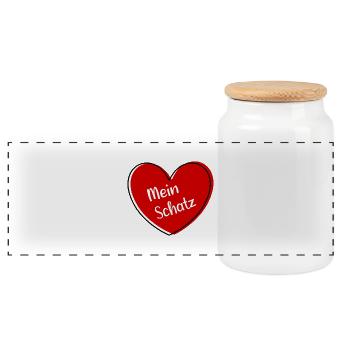 Valentinstag rotes Herz rot Valentinstag Geschenke - Panorama Keksdose mit Holzdeckel - Weiß - Vorne