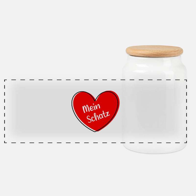 Valentinstag rotes Herz rot Valentinstag Geschenke - Panorama Keksdose mit Holzdeckel - Weiß