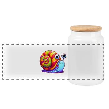 Snail - Panoramic Cookie Jar with Wooden Lid - white - Front