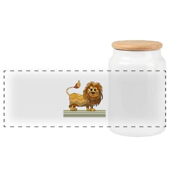 Löwe - Panorama Keksdose mit Holzdeckel - Weiß - Vorne