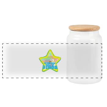Dinosaur Paradise - Panoramic Cookie Jar with Wooden Lid - white - Front