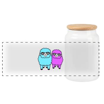 2 Schafe Sonnenbrille Party Schäfchen Team Freunde - Panorama Keksdose mit Holzdeckel - Weiß - Vorne