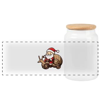Schnecke Weihnachtsmann Cartoon - Panorama Keksdose mit Holzdeckel - Weiß - Vorne