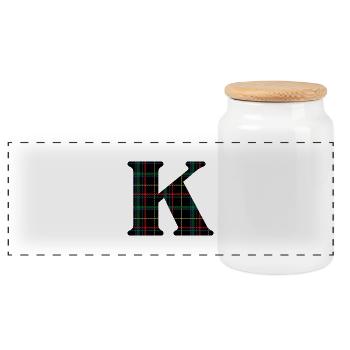 Monogramm k schottischer Tartan - Panorama Keksdose mit Holzdeckel - Weiß - Vorne
