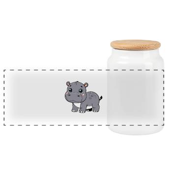 Enfant hippopotame - Boîte à biscuits avec couvercle en bois - blanc - Devant