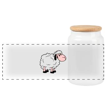 Schaf Baby Steht Süß Niedlich Lamm Kind Cool Comic - Panorama Keksdose mit Holzdeckel - Weiß - Vorne
