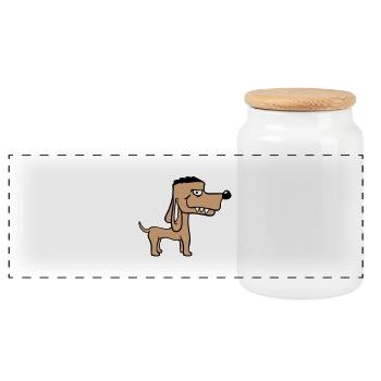 Chien Se Tient Méchant Méchant Dents Dangereuses Monstre Fun - Boîte à biscuits avec couvercle en bois - blanc - Devant