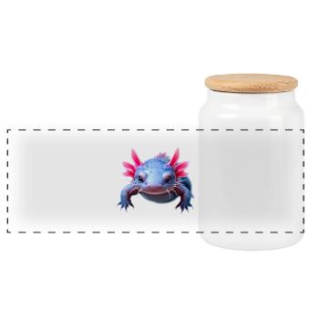 Axolotl aquatic pink highlights gentle amphibian - Panorama Keksdose mit Holzdeckel - Weiß - Vorne