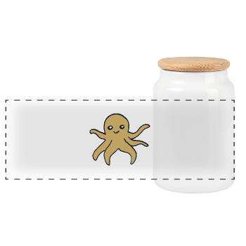 Octopus Gold - Panoramic Cookie Jar with Wooden Lid - white - Front