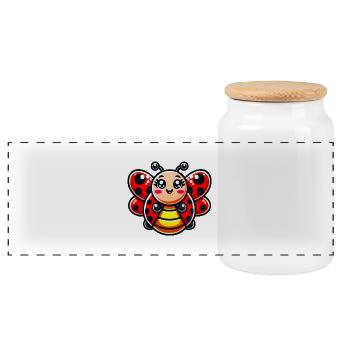Coccinelle Bande dessinée - Boîte à biscuits avec couvercle en bois - blanc - Devant