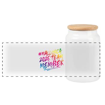 Mallorca 2025 Team Colorful - Panoramic Cookie Jar with Wooden Lid - white - Front