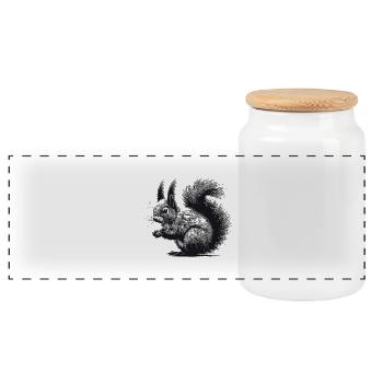 Écureuil - Boîte à biscuits avec couvercle en bois - blanc - Devant