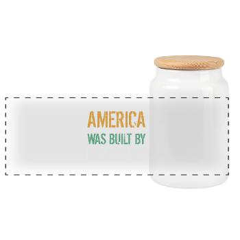 AMERICA WAS BUILT BY IMMIGRANTS Flüchtlingsrechte - Panoramic Cookie Jar with Wooden Lid - white - Front