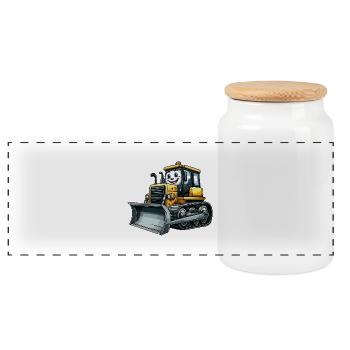 Bulldozer junior - Panoramic Cookie Jar with Wooden Lid - white - Front