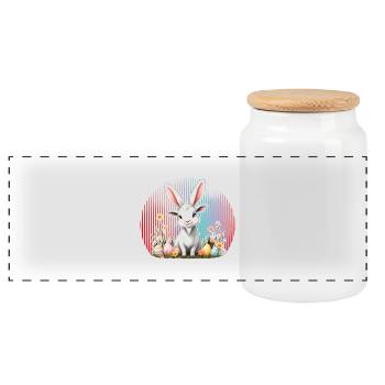 Easter - Panoramic Cookie Jar with Wooden Lid - white - Front