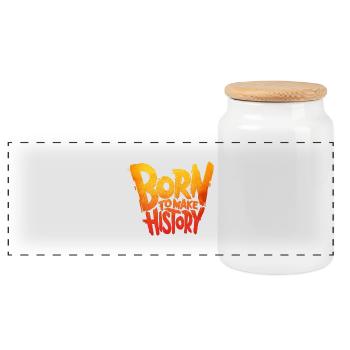 Born to Make History - Panoramic Cookie Jar with Wooden Lid - white - Front