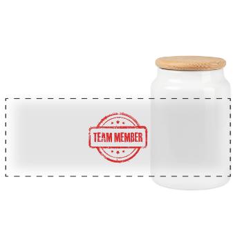 Team Stempel - Panorama Keksdose mit Holzdeckel - Weiß - Vorne