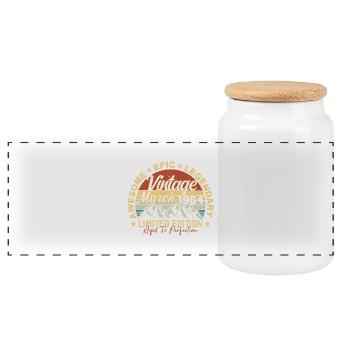 Mars 1964 Anniversaire, Cadeau d’anniversaire Mars 1964 - Boîte à biscuits avec couvercle en bois - blanc - Devant