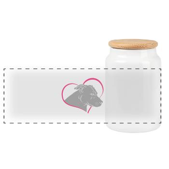 Staffordshire head in the heart - Panoramic Cookie Jar with Wooden Lid - white - Front