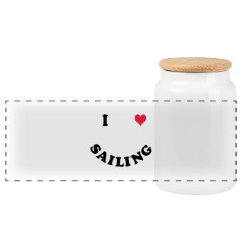 Sail - Panoramic Cookie Jar with Wooden Lid - white - Front
