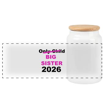 Big Sister 2026 Announcement - Panoramic Cookie Jar with Wooden Lid - white - Front