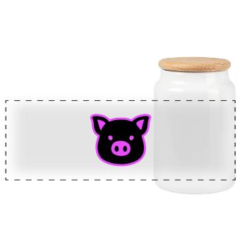 Pig Head Sow - Panoramic Cookie Jar with Wooden Lid - white - Front