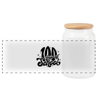 100 Days of School Teacher Students Celebration - Panoramic Cookie Jar with Wooden Lid - white - Front