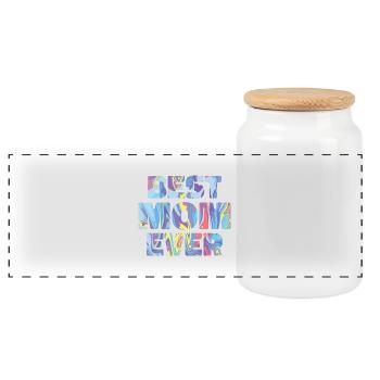 Best mom in the world - Panoramic Cookie Jar with Wooden Lid - white - Front