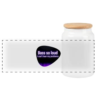 Bass So Loud – Black & Purple Pick - Panoramic Cookie Jar with Wooden Lid - white - Front