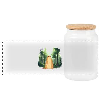 Strong groundhog nature landscape - Panoramic Cookie Jar with Wooden Lid - white - Front