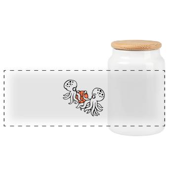 2 Octopus basket-ball jouer au ballon Sport d’équipe Hobby - Boîte à biscuits avec couvercle en bois - blanc - Devant