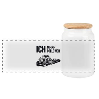 Me & My Followers – Traktor Edition - Panoramic Cookie Jar with Wooden Lid - white - Front