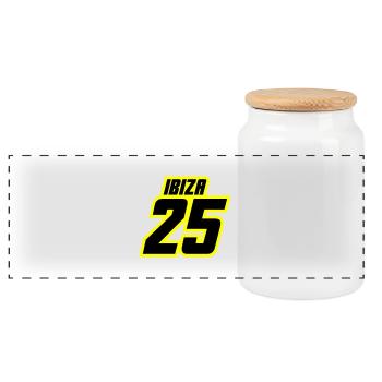 Ibiza 2025 Jersey - Panoramic Cookie Jar with Wooden Lid - white - Front