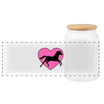 Unicorn Love - Panoramic Cookie Jar with Wooden Lid - white - Front