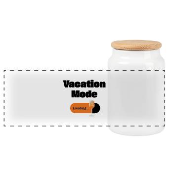 Mode vacances activé – Spritz avec barre de chargement (sombre) - Boîte à biscuits avec couvercle en bois - blanc - Devant