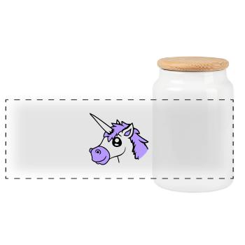 licorne sourit assez sympathique cheval de dessin animé - Boîte à biscuits avec couvercle en bois - blanc - Devant