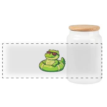 Alligator Comic Cool - Panorama Keksdose mit Holzdeckel - Weiß - Vorne