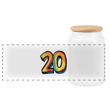 20 Zahl Comic - Panorama Keksdose mit Holzdeckel - Weiß - Vorne