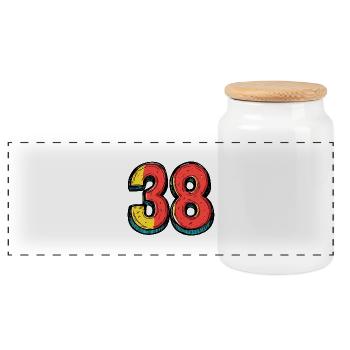 Bande dessinée à 38 chiffres - Boîte à biscuits avec couvercle en bois - blanc - Devant