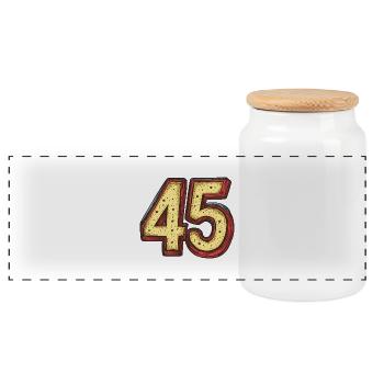 45 Number Comic - Panoramic Cookie Jar with Wooden Lid - white - Front